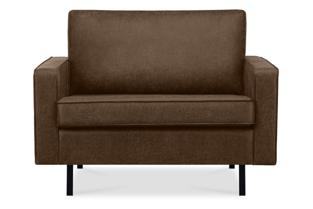 1,5-SITZER-SESSEL INVIA mit Armlehnen vintage, Lederoptik-Stoff, Dunkelbraun - Dunkelbraun/Schwarz, Textil (116/87/98cm) - KONSIMO®