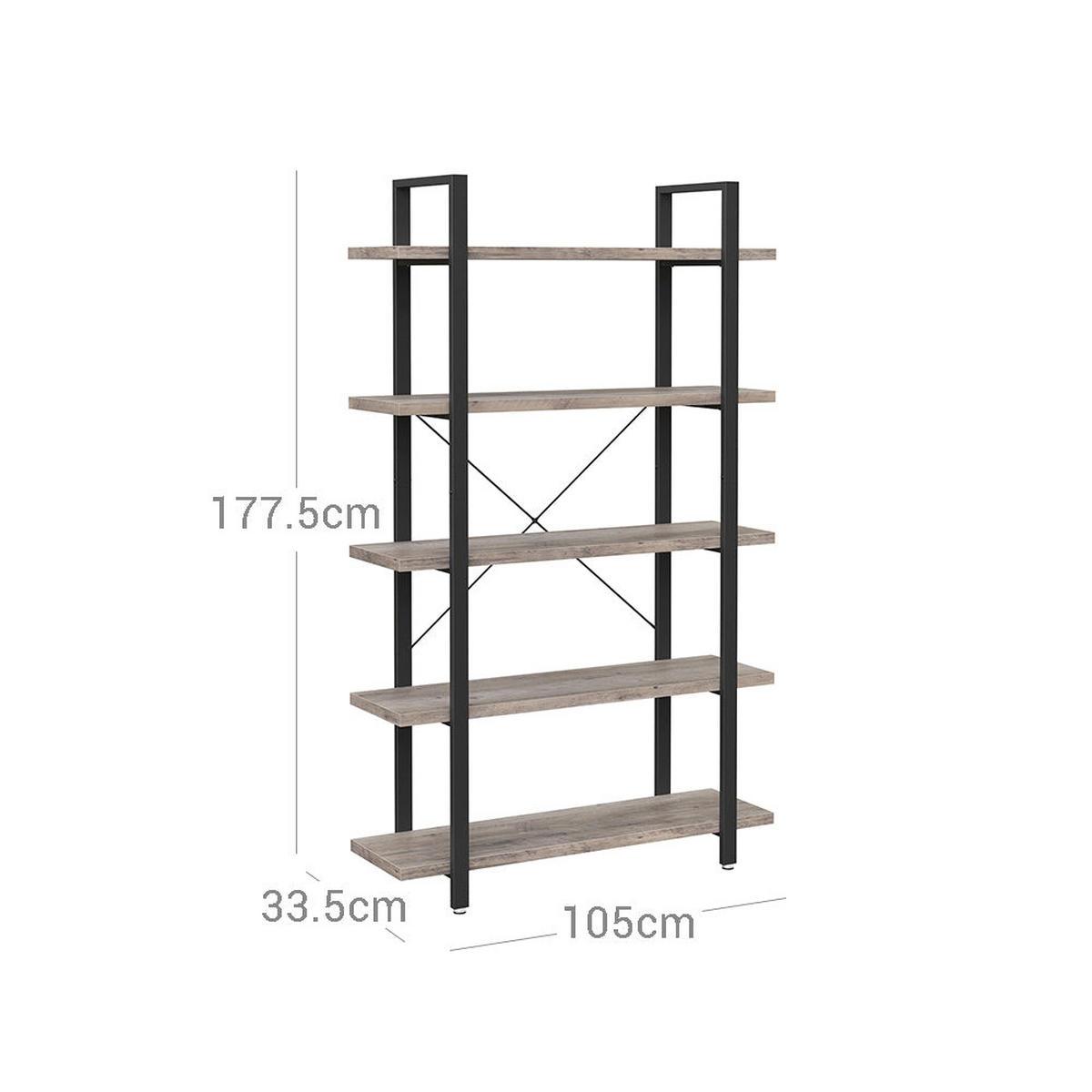 STANDREGAL BÜCHERREGAL - Schwarz, Holzwerkstoff (33.5/178/105cm) - Hansiro