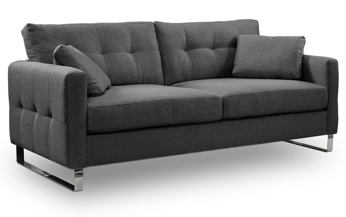 SOFA grau Flachgewebe 2,5-Sitzer 203 cm, Couch mit Steppoptik - Chromfarben/Grau, Holz/Textil (203/92/94cm) - Inn.Furn