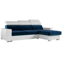 ECKSOFA FOX-L Dunkelblau/Weiß - Silberfarben/Dunkelblau, Kunststoff/Textil (242/168cm) - MKS