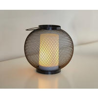 LED-LATERNE Timer & Flackereffekt batteriebetrieben Metall Ø 19 x 18 cm für Innen & Außen Rund - Schwarz, Metall (19/19/18cm) - Northpoint