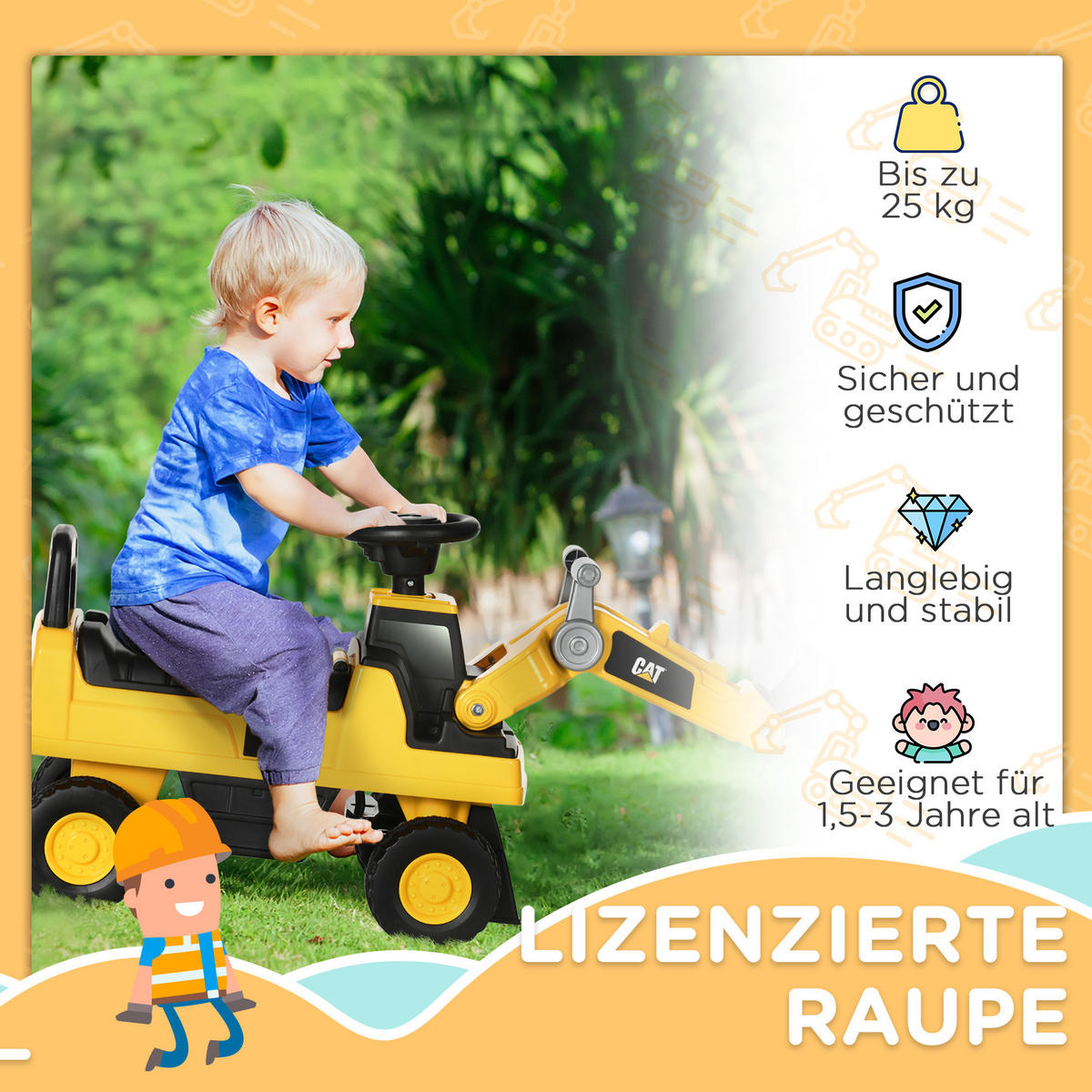 KINDER RUTSCHAUTO, Gelb, PP+ Metall - Gelb, Kunststoff (78/29.5/54cm) - HOMCOM