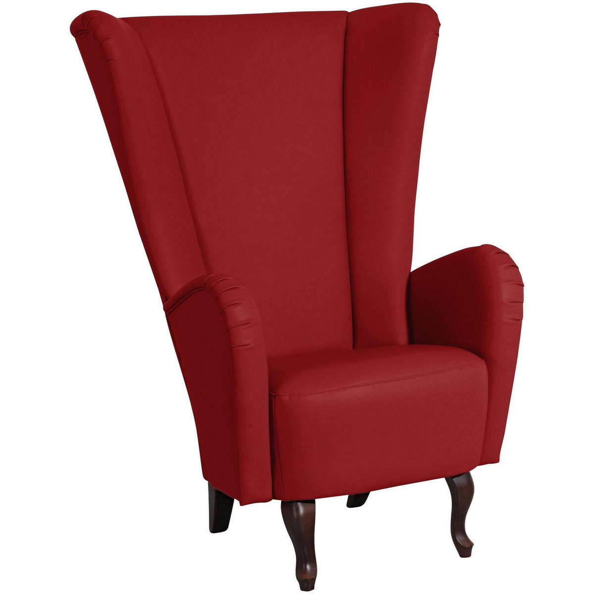 HOCHLEHNSESSEL Kailey Bezug Kunstleder Buche nussbaum dunkel / chilli - Rot, Kunststoff (96/122/89cm) - 58aufmkessel