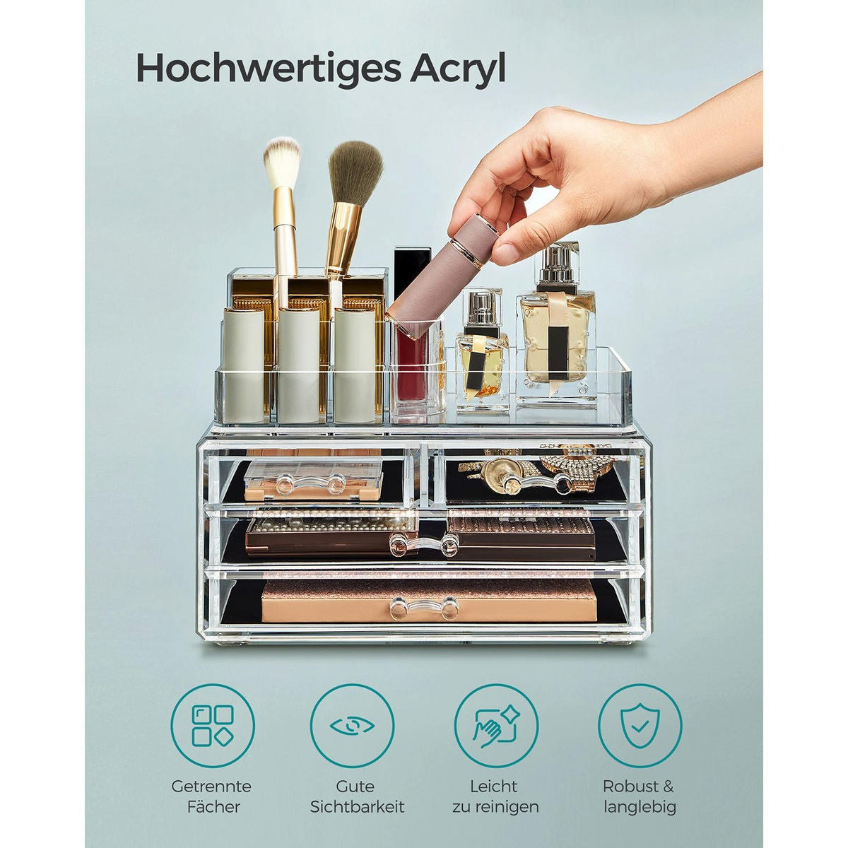 KOSMETIK-ORGANIZER JUBA - Transparent, Kunststoff (23.5/18.7/14cm) - Hansiro