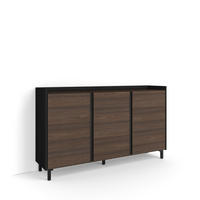 SIDEBOARD, Dunkler Eiche und Schwarz, 156/35/91cm, mit Beinen - Dunkelbraun, Holzwerkstoff (156/91/35cm) - Skraut Home
