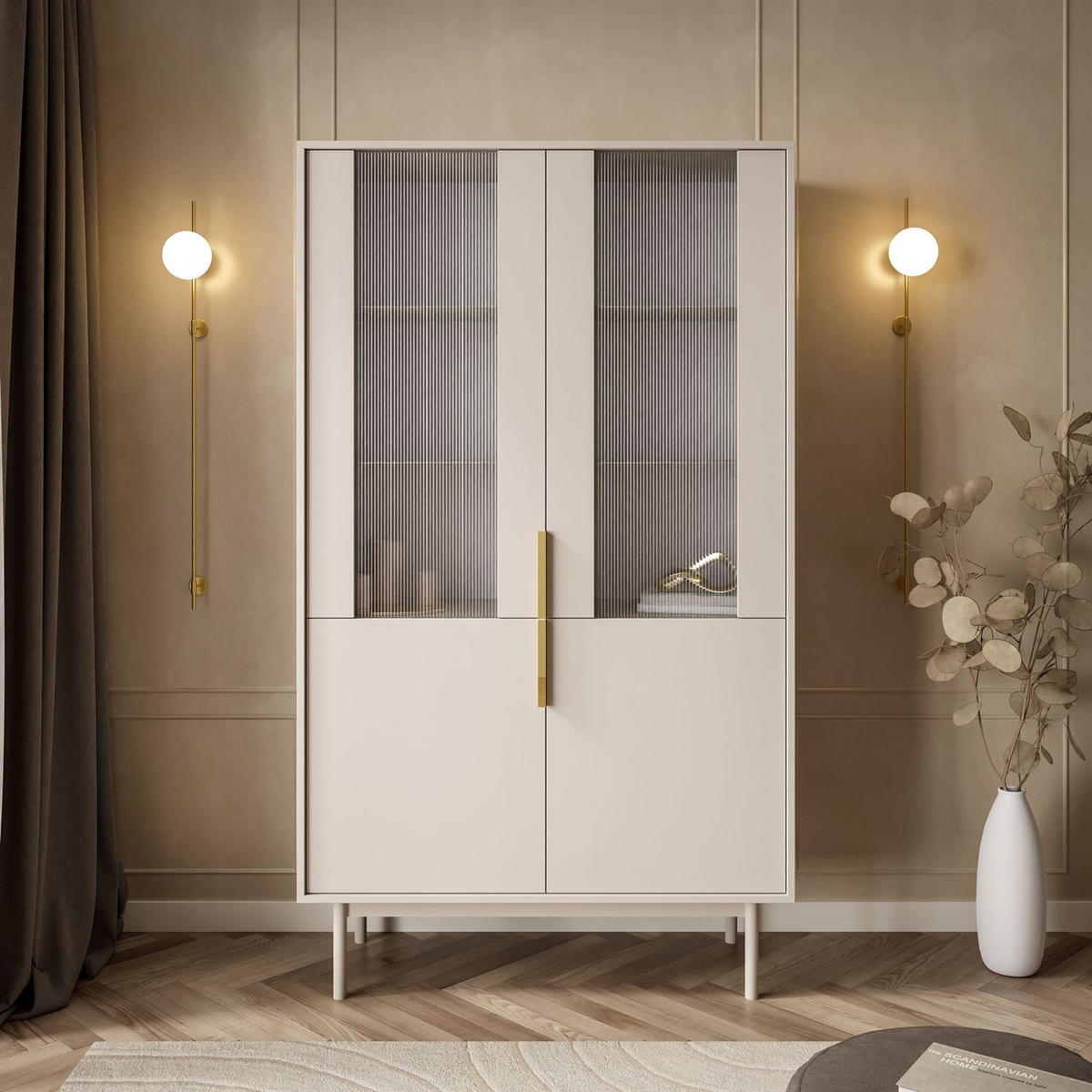 VITRINE MIRACLE mit Glasfront Kaschmir - Kaschmir, Holzwerkstoff (104/180/39cm) - Lookway