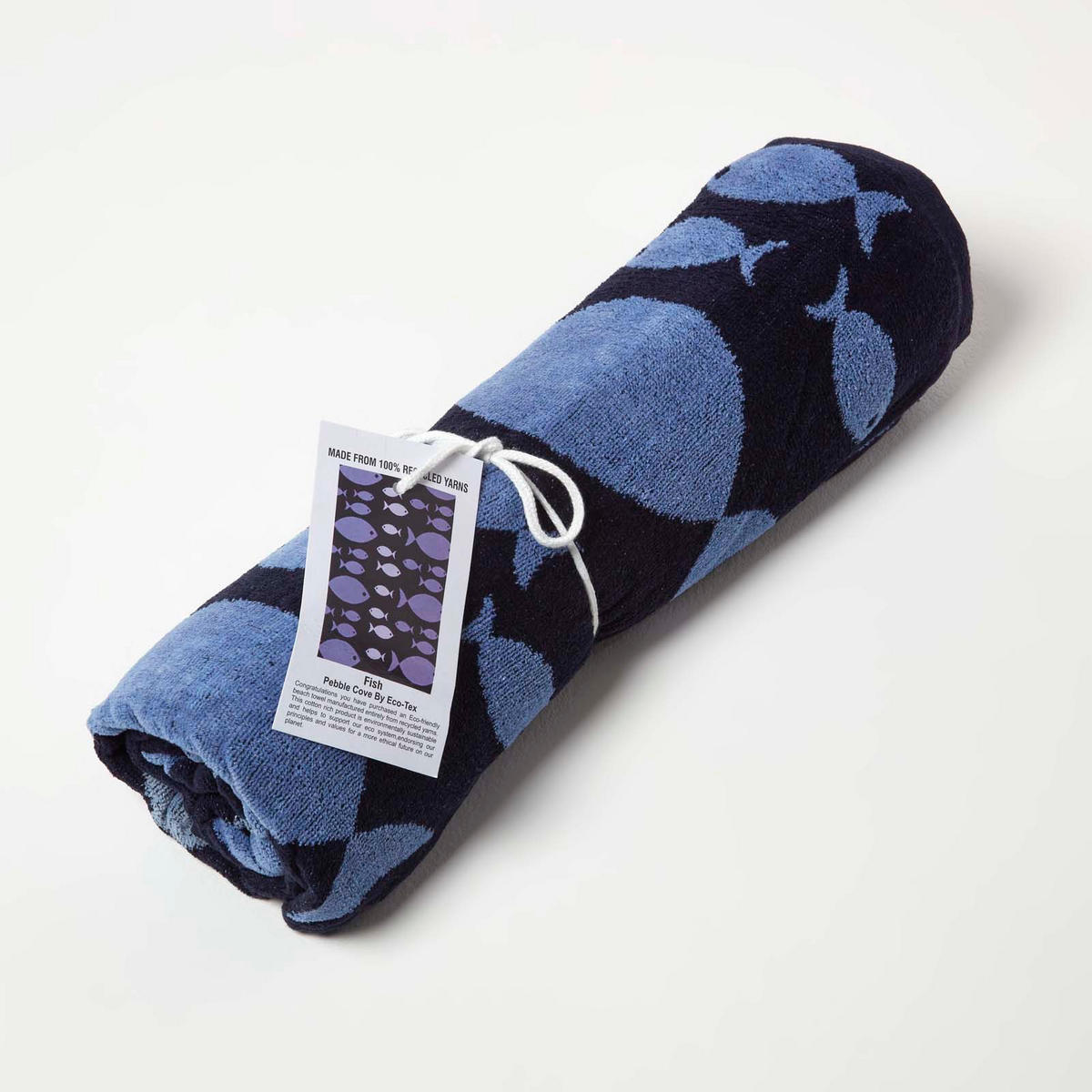 STRANDLAKEN Fische blau 90/180 cm - Dunkelblau, Textil (90/180cm) - Homescapes