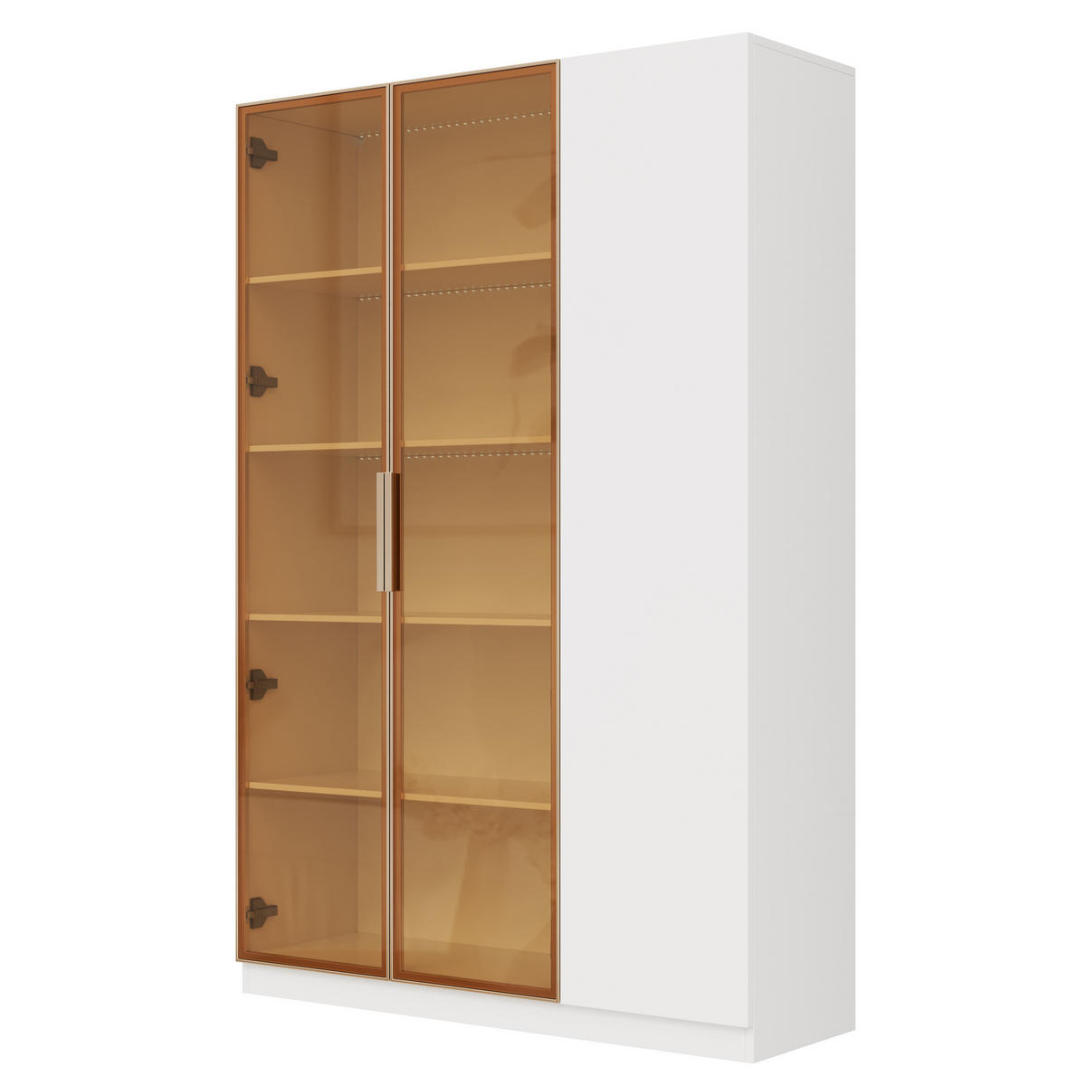 HIGHBOARD 110/35/165 cm in Weiß mit LED-Beleuchtung und Sicherheitsglas - Weiß, Holzwerkstoff (115/165/35cm) - Flora Grace