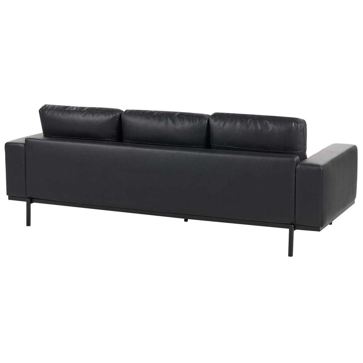 3-SITZER-SOFA Kunstleder Schwarz Sovik - Schwarz, Kunststoff/Textil (215/72/87cm) - Beliani