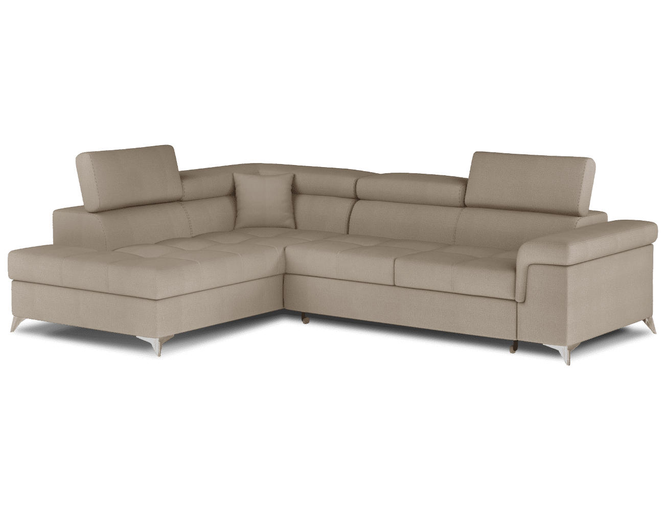 ECKSOFA mit Schlaffunktion und Bettkasten, pflegeleichter Monolith-Stoff - Chromfarben/Braun, Textil/Metall (275/202cm) - Eltap