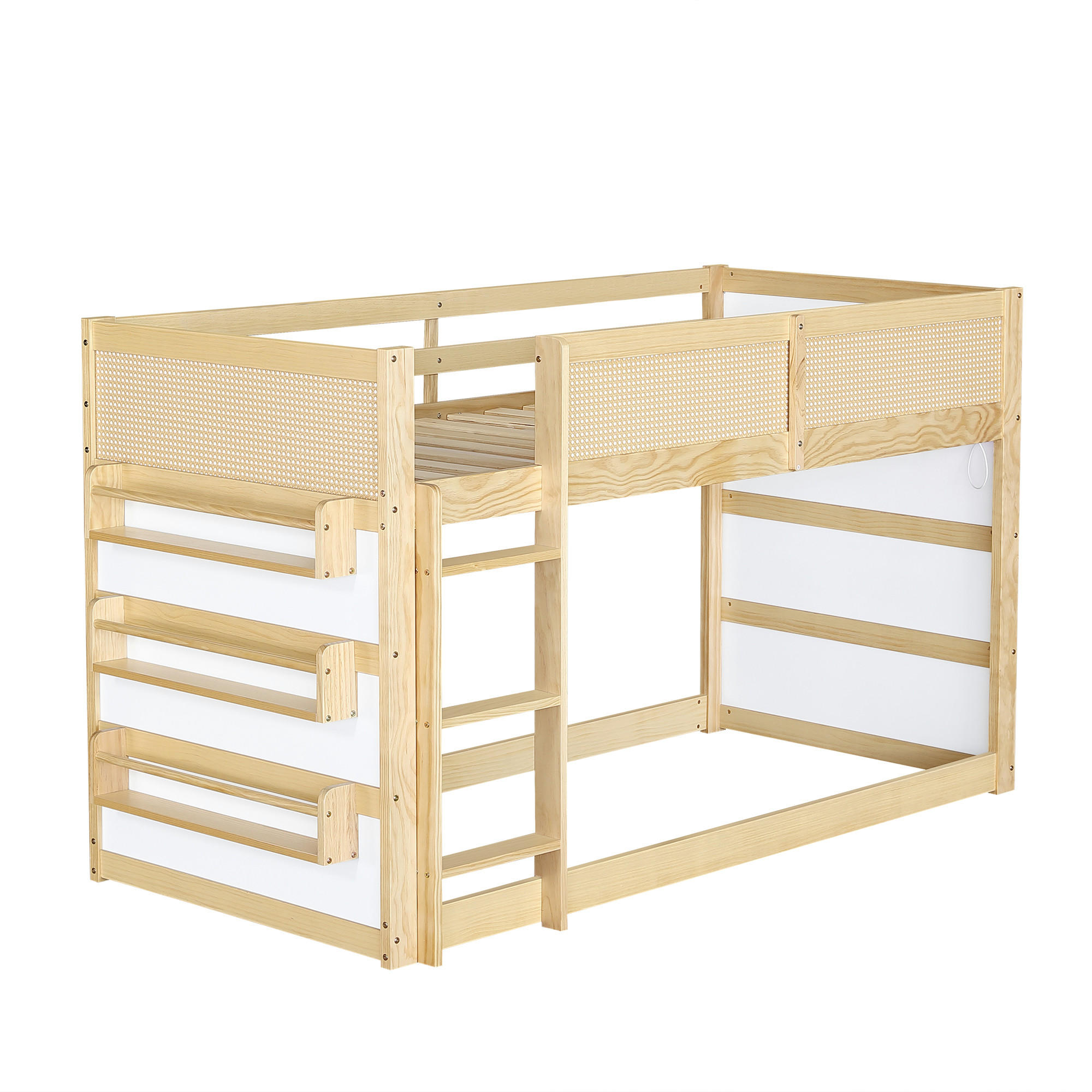 HOCHBETT mit LED-Lichtleiste 90x200 cm Natur Weiß - Weiß, Holz (90/200cm) - Meubliv