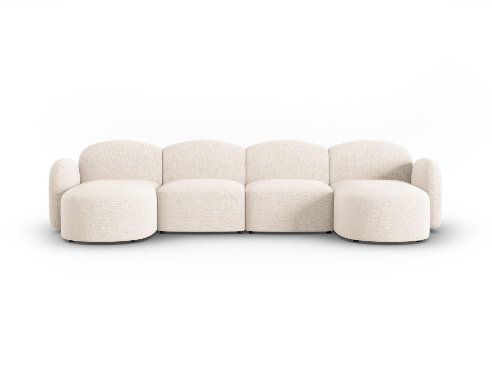 PANORAMASOFA Blair aus Chenille-Stoff beige clair melange 6 Sitzplätze - Beige, Textil (155/80/350cm) - Micadoni