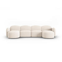 PANORAMASOFA Blair aus Chenille-Stoff beige clair melange 6 Sitzplätze - Beige, Textil (155/80/350cm) - Micadoni
