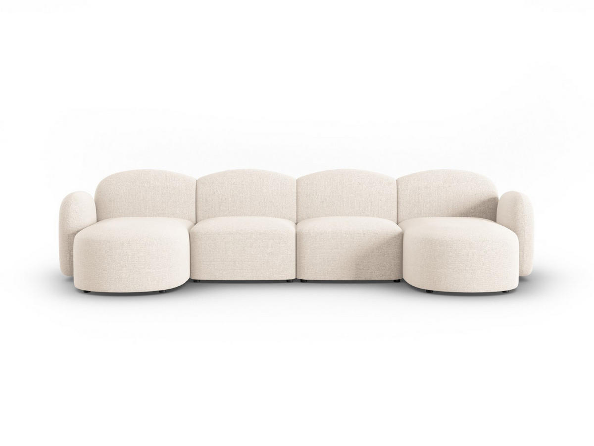 PANORAMASOFA Blair aus Chenille-Stoff beige clair melange 6 Sitzplätze - Beige, Textil (155/80/350cm) - Micadoni
