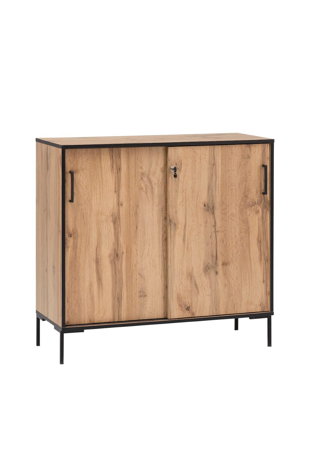 SCHIEBETÜRENSCHRANK Panda 96x100x41 cm 2 Fächern & 2 Schiebetüren Eiche - Eichefarben, Holz (100/96/41cm) - PROREGAL