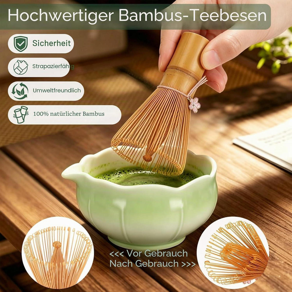 MATCHA Besen Set 6-teiliges Set Grün - Grün, Keramik (13.5/19.4/13.5cm)
