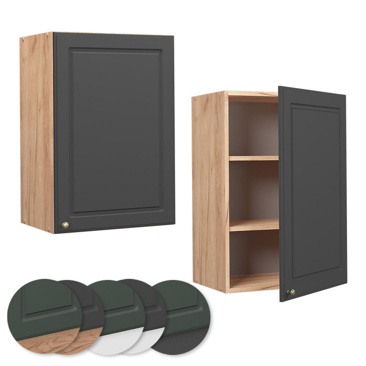 HÄNGESCHRANK Fame-Line Anthrazit-Gold 50 cm - Honigeiche/Anthrazit, Holzwerkstoff (50/72/34.1cm) - Vicco