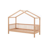 HAUSBETT Kelci 90x200 mit Umrandung und Dach Buche Massivholz natur - Buchefarben, Holz (90/200cm) - 58aufmkessel
