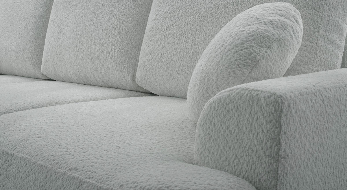3-SITZER SOFA Barletto Grau-Beige Bouclé - Taupe/Schwarz, Holz/Textil (248/94/110cm) - Selsey