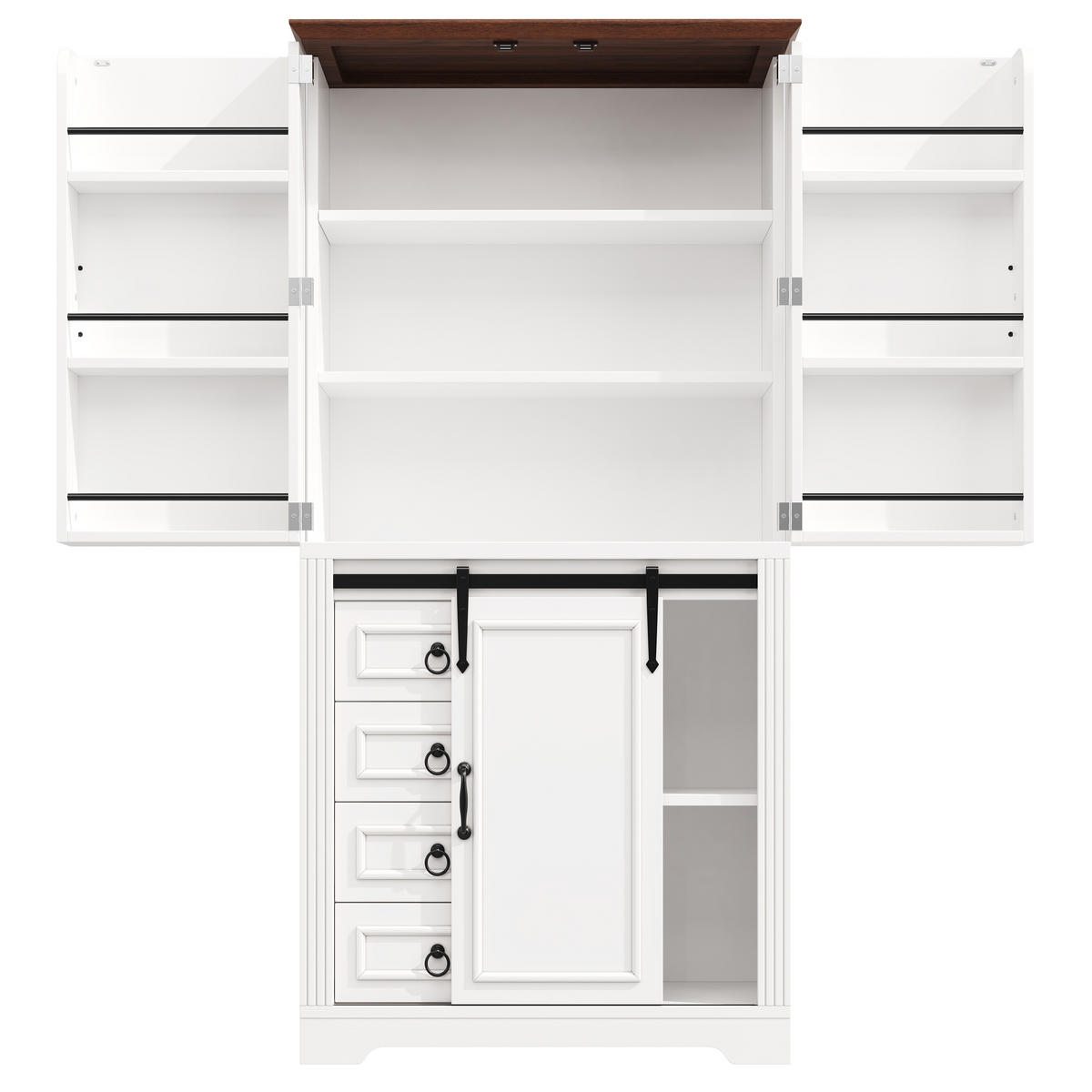 BUFFETSCHRANK Soft-Close Weiß 80/39.8/180 cm - Weiß, Holz (80/180/39.8cm) - PANGIVO