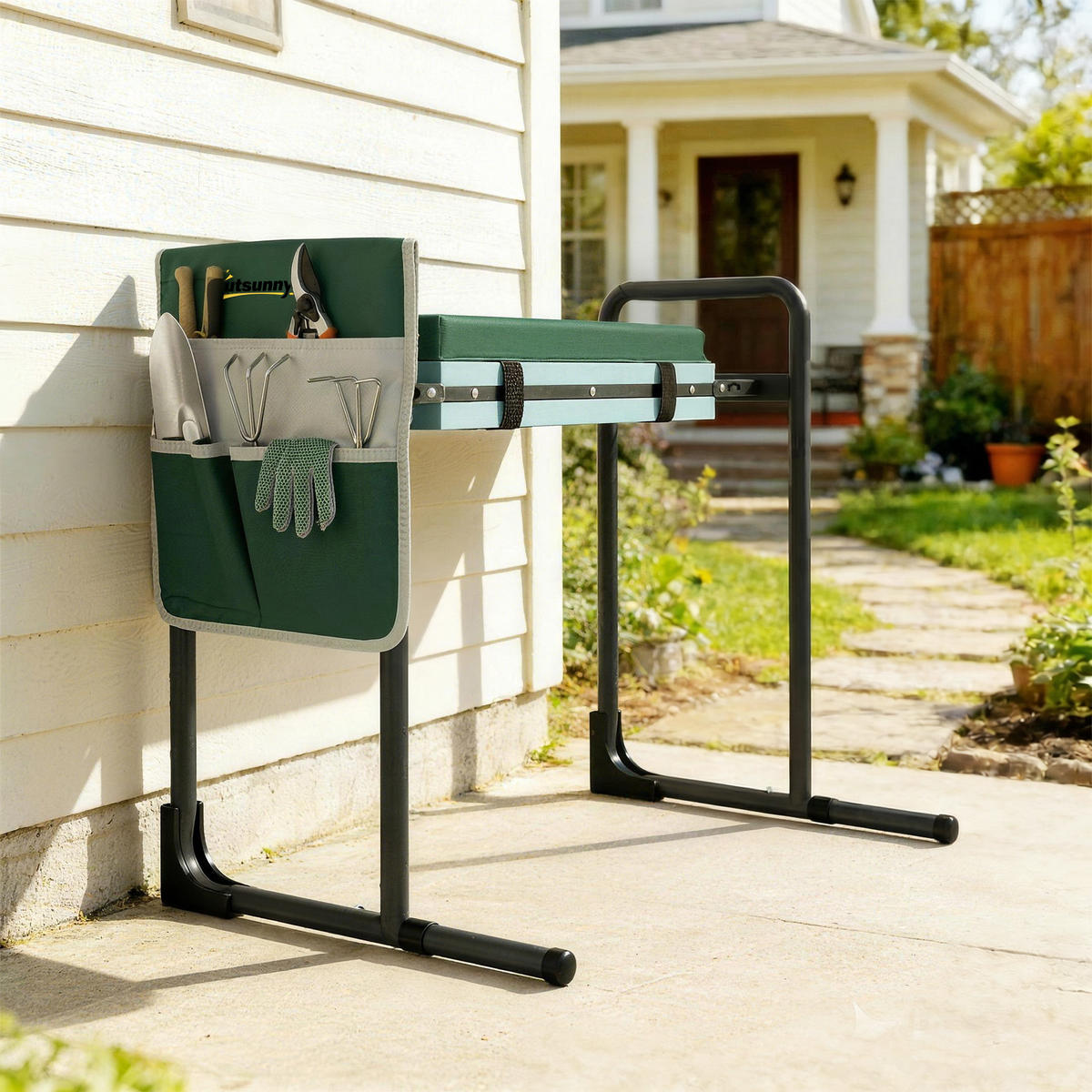 KNIEBANK Stahl EVA Grün - Grün, Metall (29/50/60.5cm) - Outsunny