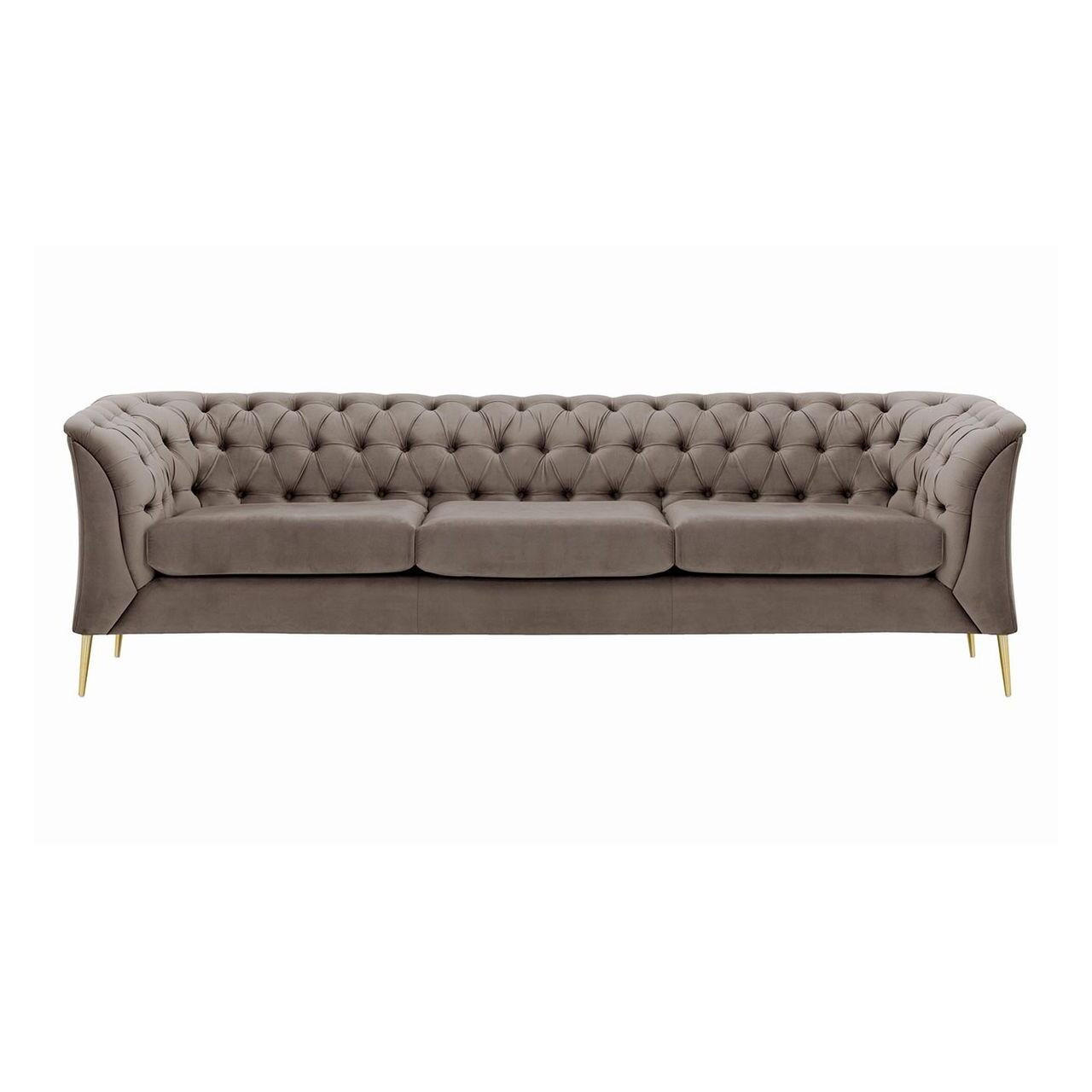 DREISITZER-SOFA Chesterfield Modern-Velluto 17 - Braun, Holz/Textil (248/74/80cm)