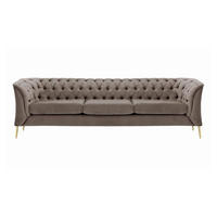 DREISITZER-SOFA Chesterfield Modern-Velluto 17 - Braun, Holz/Textil (248/74/80cm)