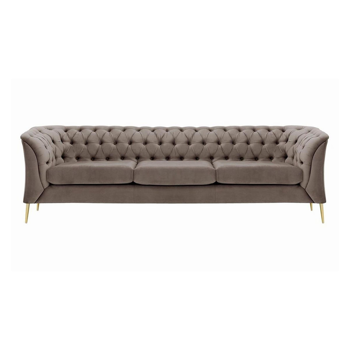 DREISITZER-SOFA Chesterfield Modern-Velluto 17 - Braun, Holz/Textil (248/74/80cm)