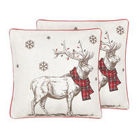 DEKOKISSEN 2er-Set Cremeweiß 45/45 cm Sven - Ecru, Textil (45/45cm) - Beliani