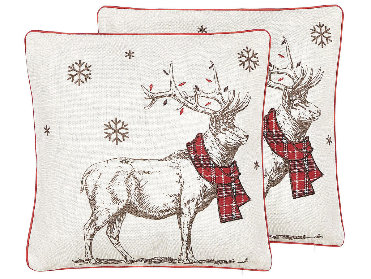 DEKOKISSEN 2er-Set Cremeweiß 45/45 cm Sven - Ecru, Textil (45/45cm) - Beliani