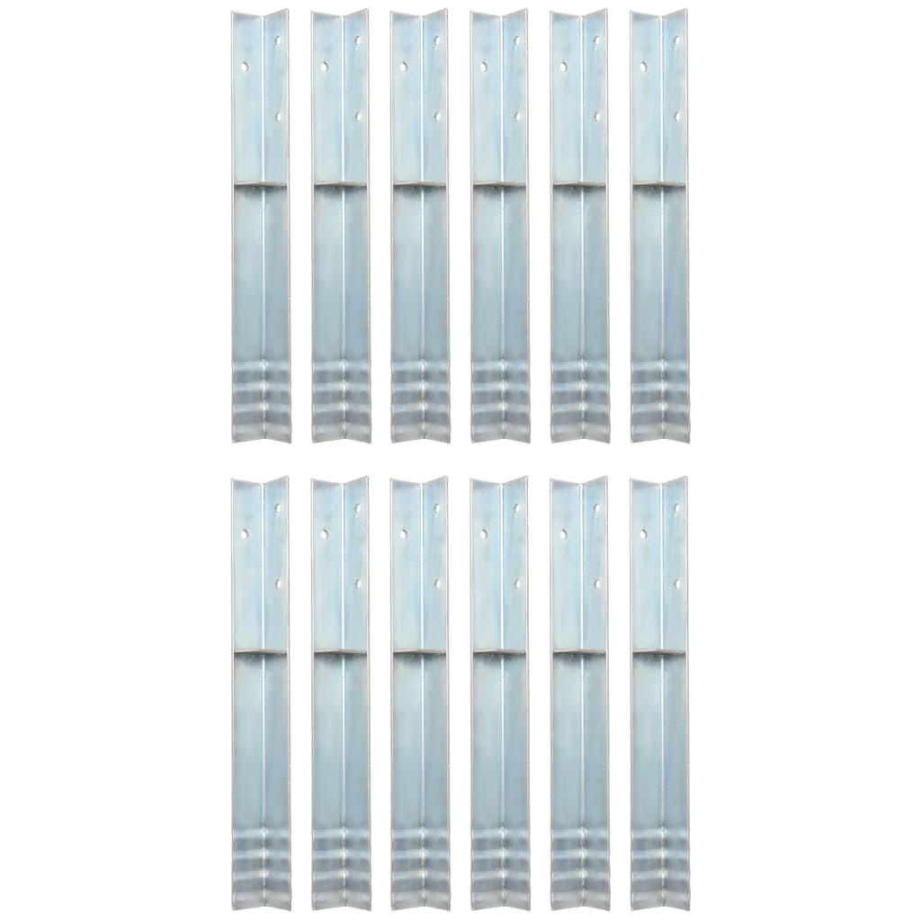 BODENANKER L-Form Für Spielturm 12er set Stahl 5/5/50 Cm - Silberfarben, Metall (5/5/50cm) - vidaXL