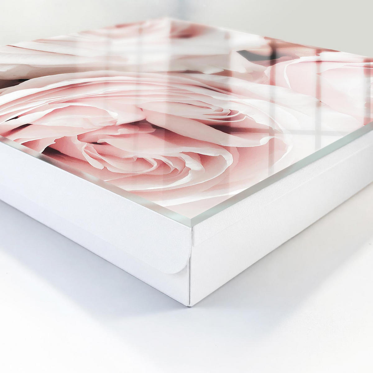SCHLÜSSELBOX Weiß 30x30 cm – Türöffnung nach rechts - Pastellrosen - Pink, Metall (30/30/5cm) - TULUP