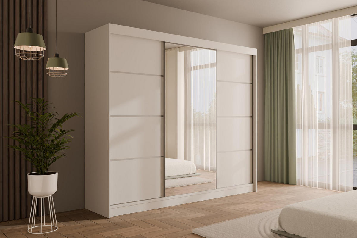 KLEIDERSCHRANK PAOKI - 250 cm - Weiß - Weiß, Holzwerkstoff (250/215/61cm) - ALTDECOR