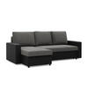 ECKSOFA MIT SCHLAFFUNKTION LUNA, Dunkelgrau + Schwarz - Dunkelgrau/Schwarz, Textil (231/140cm)