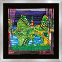 BILD gerahmt 53x53 cm Friedensreich Hundertwasser „Antipodische Insel“ - Gelb, Holz (53/53cm) - artissimo