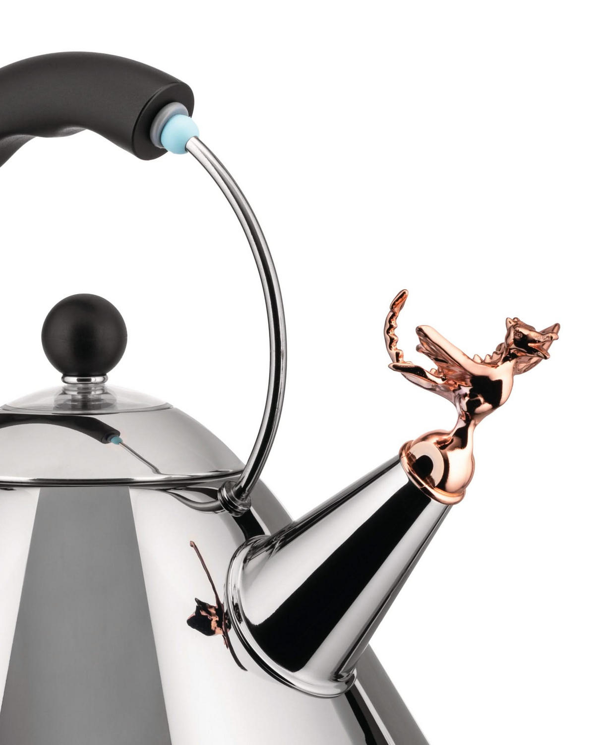 FLÖTENKESSEL Tea Rex - 2 Liter - Michael Graves - 9093REX B - Schwarz, Metall (1cm) - Alessi