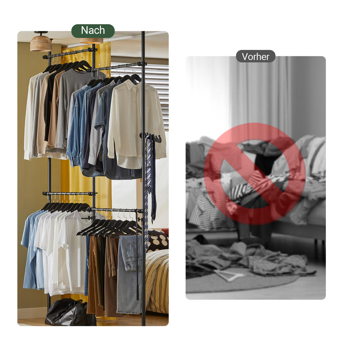 TELESKOP GARDEROBEN SYSTEM Schwarz - Schwarz, Kunststoff (226/285/3cm) - SoBuy