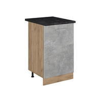 SPODNÍ SKŘÍŇKA KUCHYŇSKÉ LINKY R-Line, Beton/Zlatý mocný dub, 50 cm pracovná doska antracitová - šedá/medově dubová, kompozitní dřevo (50/81.6/60cm) - Vicco