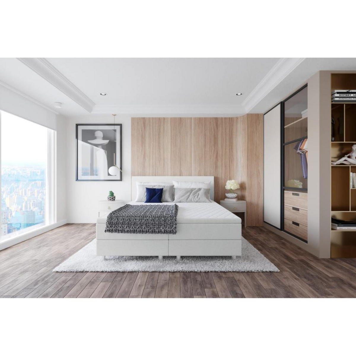 BOXBETT, Polsterbett Sawana mit Bonellfederkern-Matratze und Topper Schlafzimmer - Silberfarben, Holz/Holzwerkstoff (160/200cm) - Best For Home