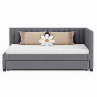 TAGESBETT mit Ausziehbett 90x200 cm Samt Grau - Grau, Metall (90/200cm) - Meubliv