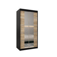 SCHWEBETÜRENSCHRANK 200/100/62 2-türig - Silberfarben/Schwarz, Holz/Kunststoff (100/200/62cm) - Abiks Möbel
