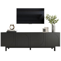 TV-SCHRANK mit 4 Türen 175 x 38 x 56 cm MDF Schwarz - Schwarz, Holzwerkstoff (38/56/175cm) - Beauniv