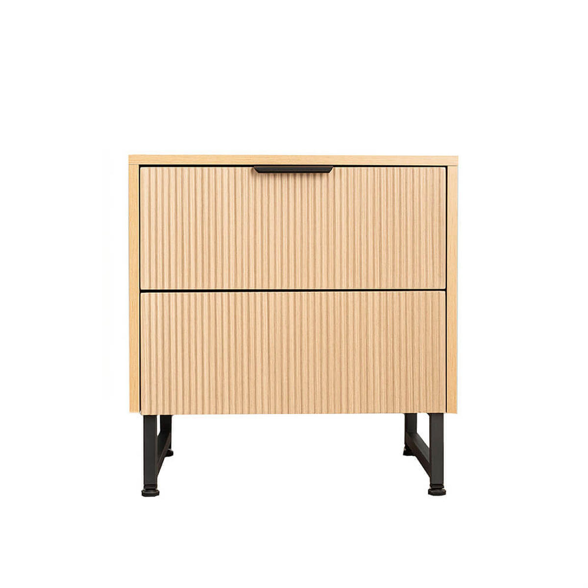 NACHTTISCH NYLA - Natur/Schwarz - Schwarz/Naturfarben, Holz (45/61/39cm) - Home Deluxe