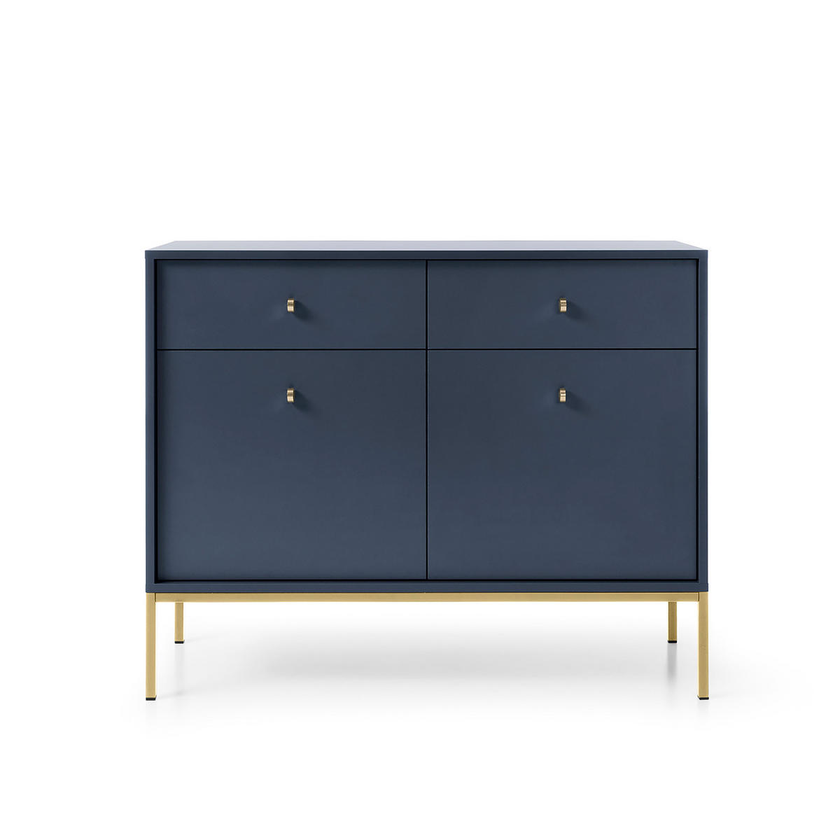 SIDEBOARD MONDO 104/83/39cm mit 2 Schubladen 2 Türen Blau - Blau/Goldfarben, Holzwerkstoff (104/83/39cm) - MASSENO