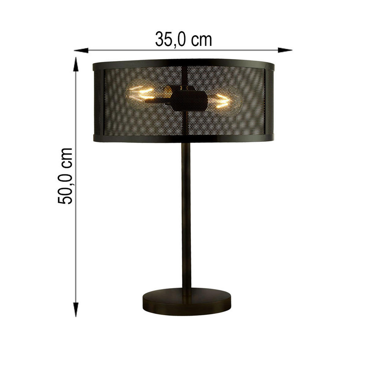 TISCHLEUCHTE Gitter Schwarz - Schwarz, Metall (35/35/50cm)