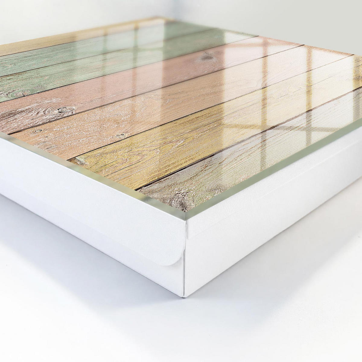 SCHLÜSSELBOX Weiß 30x30 cm – Türöffnung nach rechts - Pastelltafeln - Beige, Metall (30/30/5cm) - TULUP