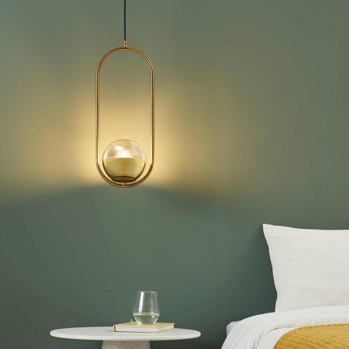 HÄNGELEUCHTE Nuccia, Transparent und goldfarben, 50cm - Transparent, Glas (50/20/50cm) - KOSILUM