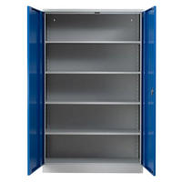 STAHLSCHRANK Bee mit 5 verzinkten Fachböden 195x120x42 cm Korpusfarbe Lichtgrau Frontfarbe Enzianblau - Blau, Metall (120/195/42cm)