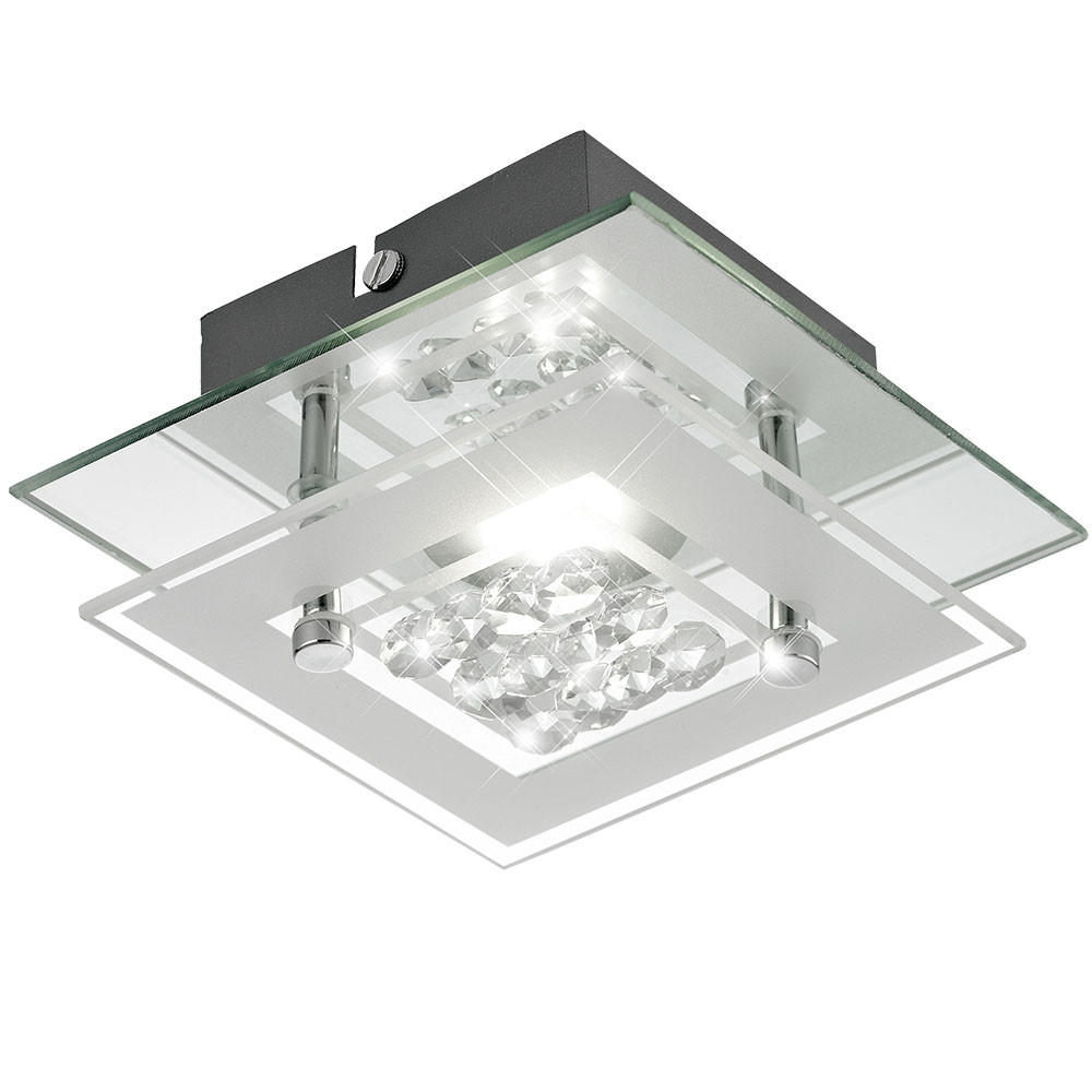 LED WANDLEUCHTE Miranda Metall Silber - Silberfarben, Glas (14/7/14cm) - Esto