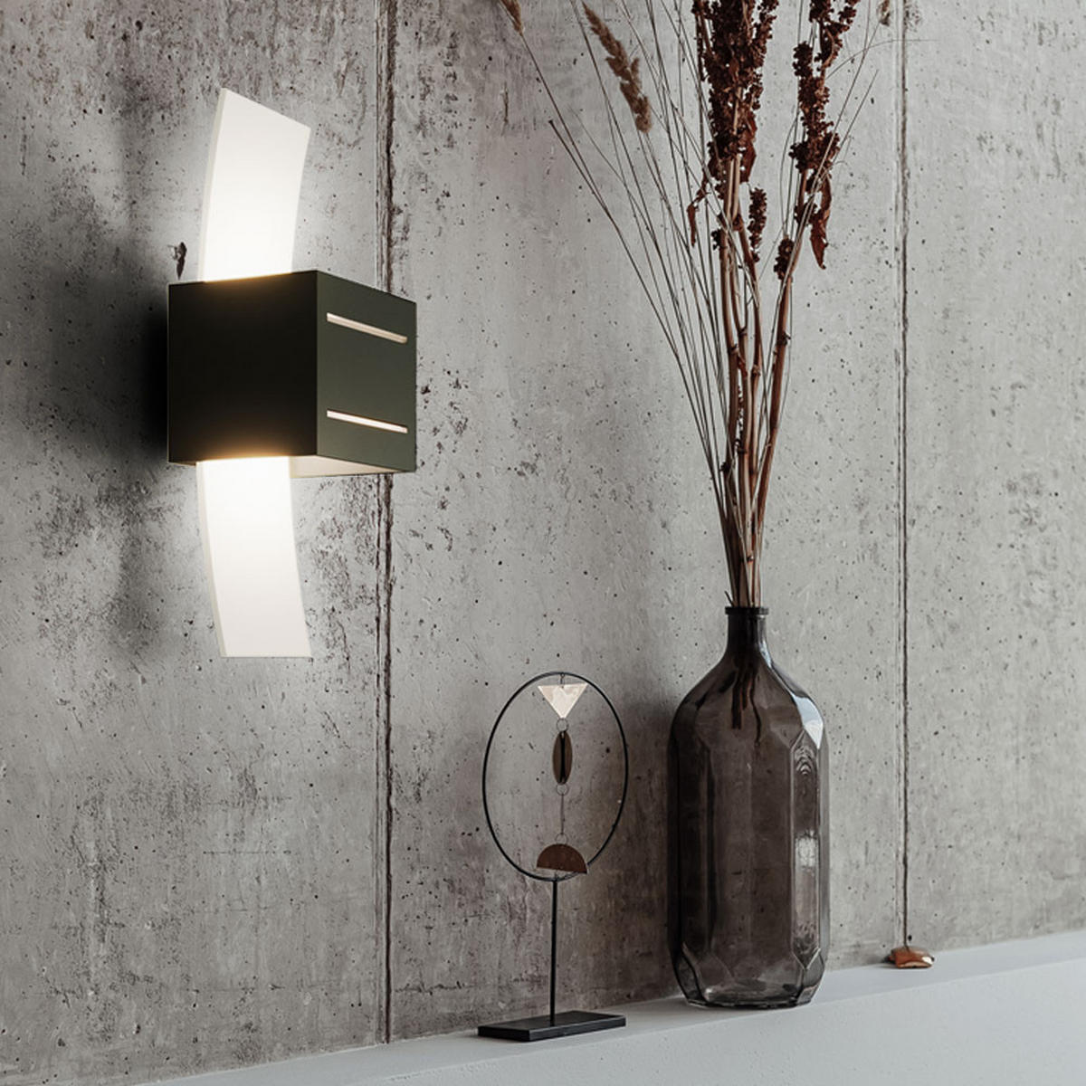 WANDLEUCHTE Aluminium Schwarz satiniert - Schwarz, Glas (10/30/12cm)